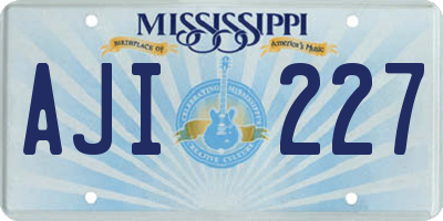MS license plate AJI227