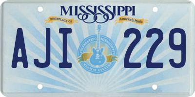 MS license plate AJI229