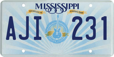 MS license plate AJI231