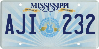 MS license plate AJI232