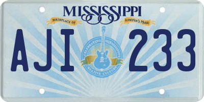 MS license plate AJI233