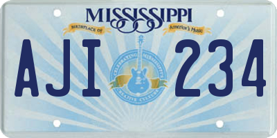 MS license plate AJI234