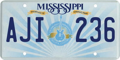 MS license plate AJI236