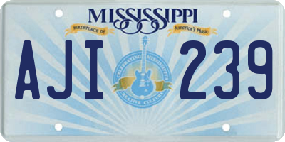 MS license plate AJI239