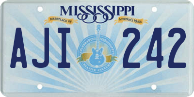MS license plate AJI242