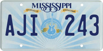 MS license plate AJI243