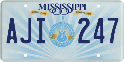 MS license plate AJI247