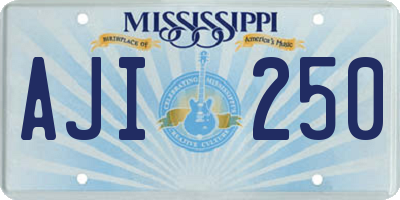 MS license plate AJI250