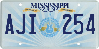 MS license plate AJI254