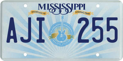 MS license plate AJI255
