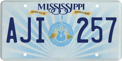 MS license plate AJI257