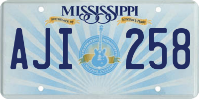 MS license plate AJI258