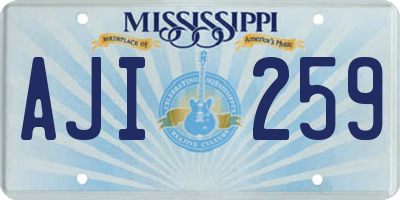 MS license plate AJI259
