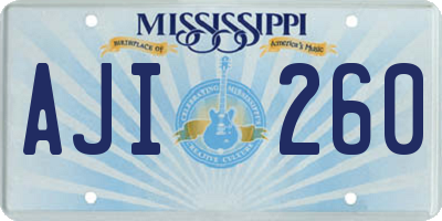 MS license plate AJI260
