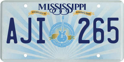 MS license plate AJI265
