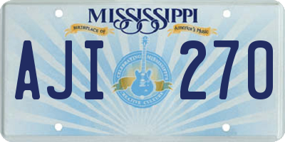 MS license plate AJI270