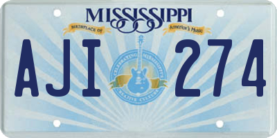 MS license plate AJI274