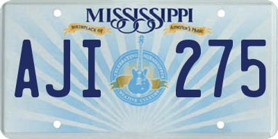 MS license plate AJI275