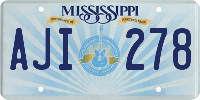 MS license plate AJI278