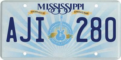 MS license plate AJI280