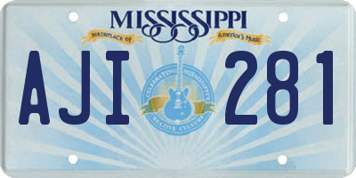 MS license plate AJI281