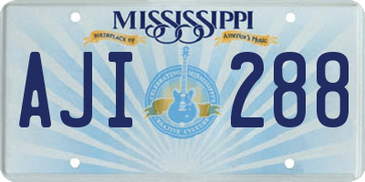 MS license plate AJI288