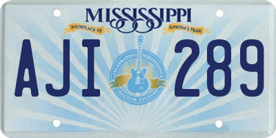 MS license plate AJI289
