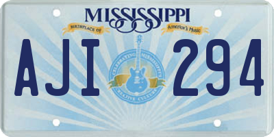 MS license plate AJI294