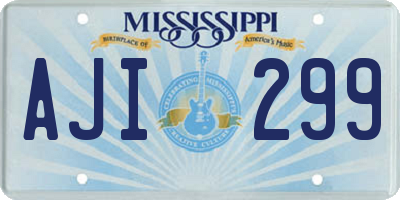 MS license plate AJI299