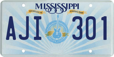 MS license plate AJI301