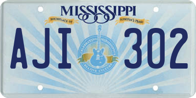 MS license plate AJI302