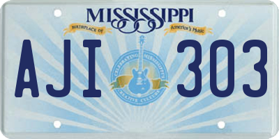 MS license plate AJI303