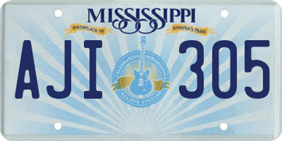 MS license plate AJI305