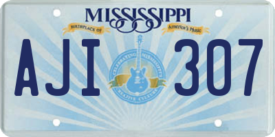 MS license plate AJI307