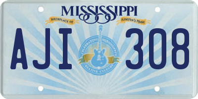 MS license plate AJI308