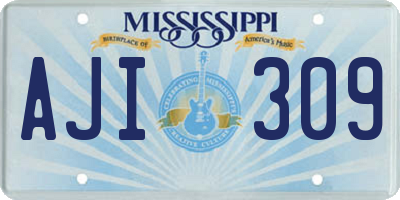 MS license plate AJI309