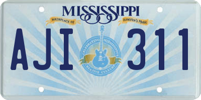 MS license plate AJI311