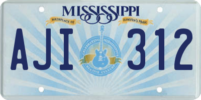 MS license plate AJI312