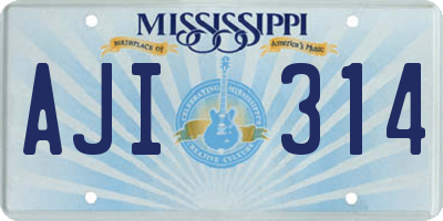 MS license plate AJI314