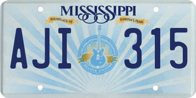 MS license plate AJI315