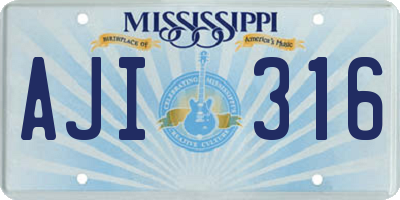 MS license plate AJI316