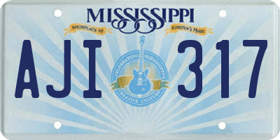 MS license plate AJI317