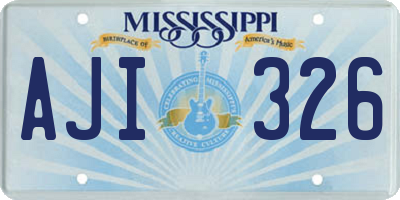 MS license plate AJI326