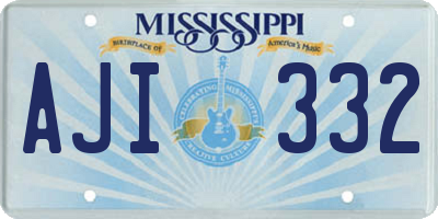 MS license plate AJI332