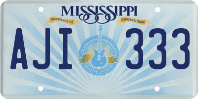 MS license plate AJI333