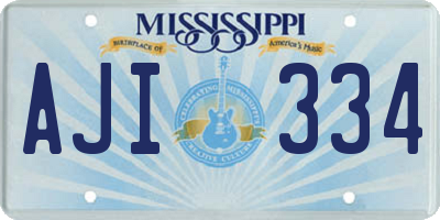 MS license plate AJI334