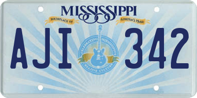 MS license plate AJI342