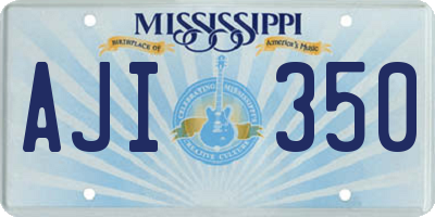 MS license plate AJI350