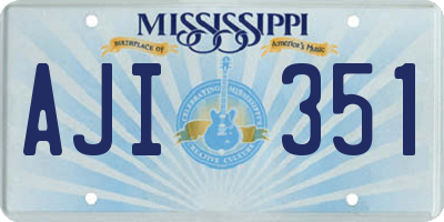 MS license plate AJI351