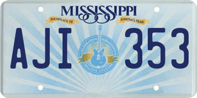 MS license plate AJI353